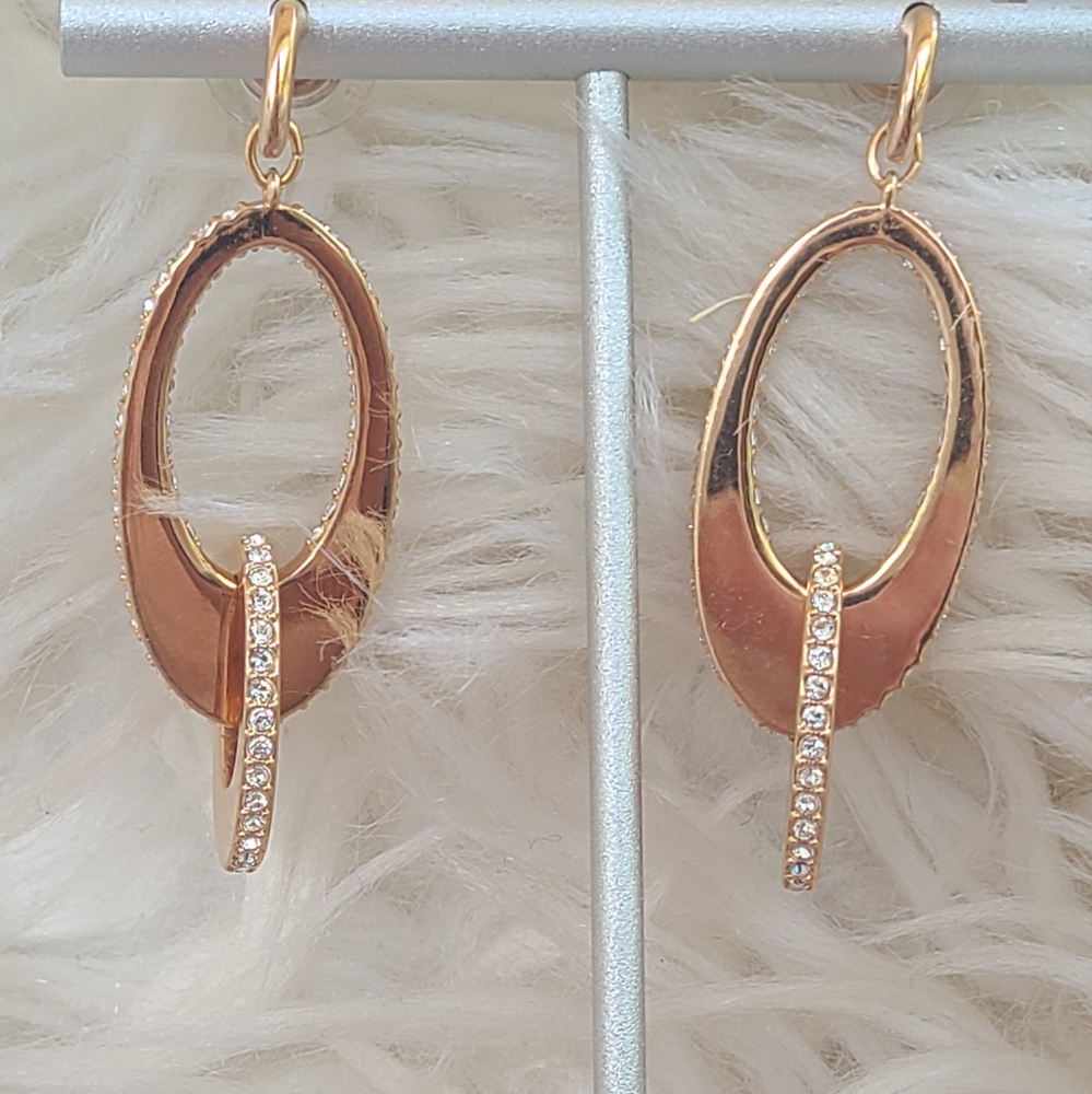 Swarovski Lakeside Hoop Pierced Earrings Rose-Gold- Excellent Condition